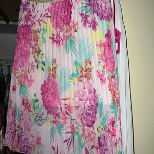 Candie's Floral Pleated A-Line Skirt - Pink Multi